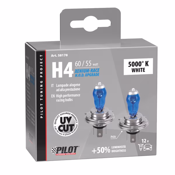 Pilot 12V Lampada alogena Xenium Race - H4 - 60/55W - P43t - 2 pz  - Scatola