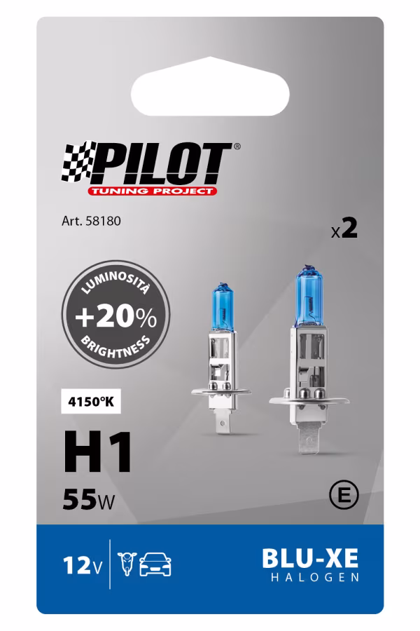 Pilot 12V Lampada alogena Blu-Xe - H1 - 55W - P14,5s - 2 pz  - Scatola