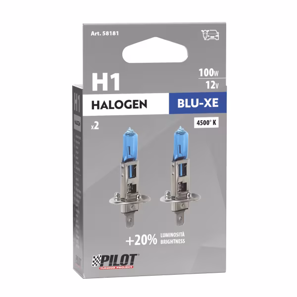 Pilot 12V Lampada alogena Blu-Xe - H1 - 100W - P14,5s - 2 pz  - Scatola