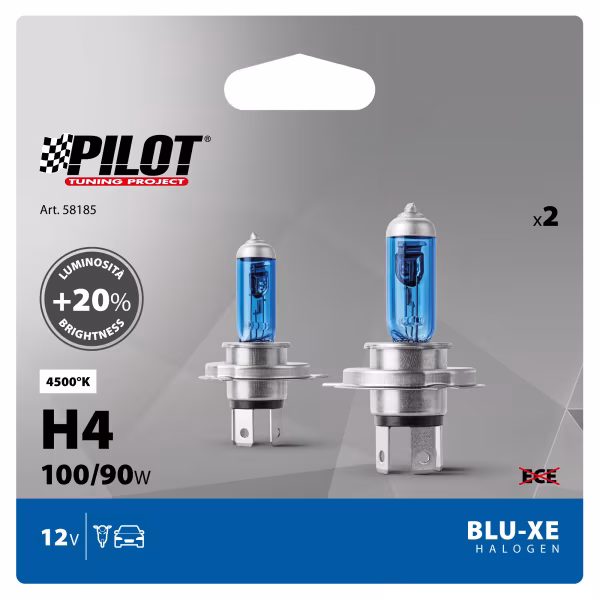 Pilot 12V Lampada alogena Blu-Xe - H4 - 100/90W - P43t - 2 pz  - Scatola