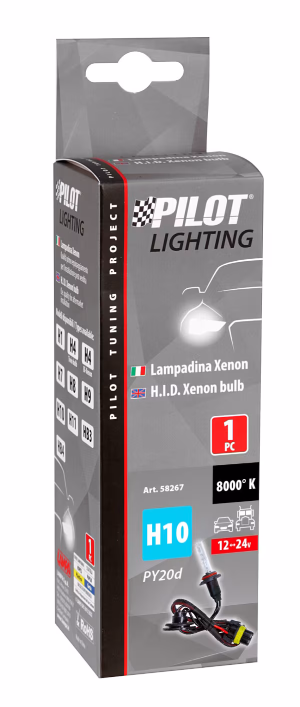 Pilot 12/24V Lampadina HID Xenon 8.000K - H10 - 1 pz  - Scatola