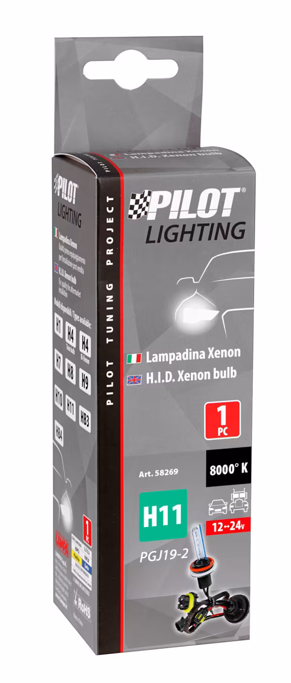 Pilot 12/24V Lampadina HID Xenon 8.000K - H11 - 1 pz  - Scatola