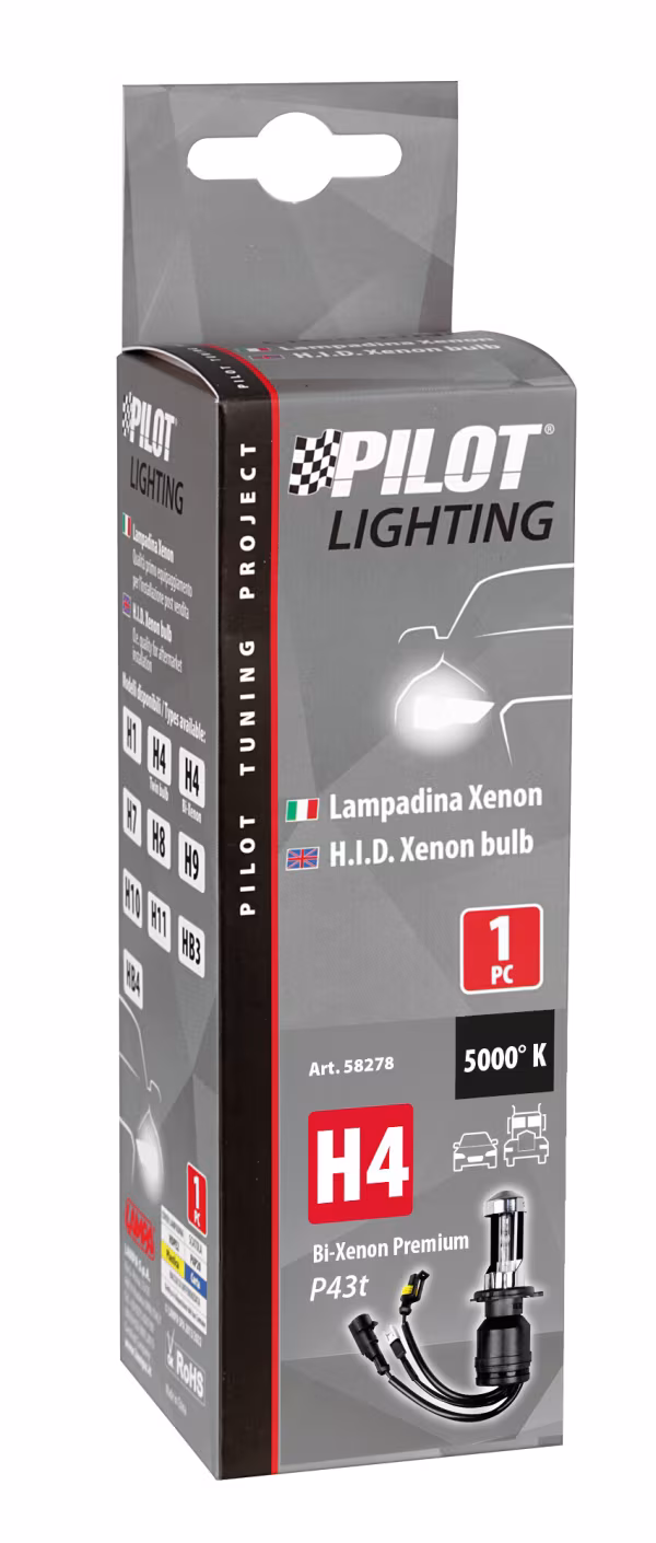 Pilot 12/24V Lampadina HID Xenon 5.000K - H4 - 1 pz  - Scatola