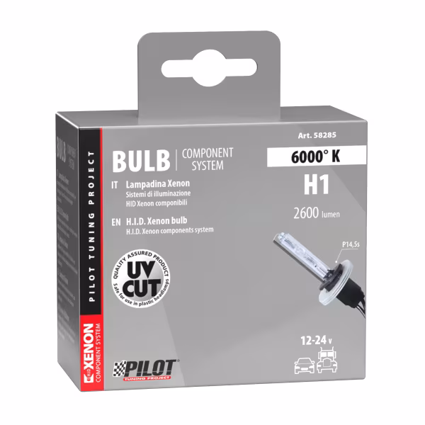 Pilot 12/24V Lampadina HID Xenon 6.000K - H1 - 1 pz  - Scatola