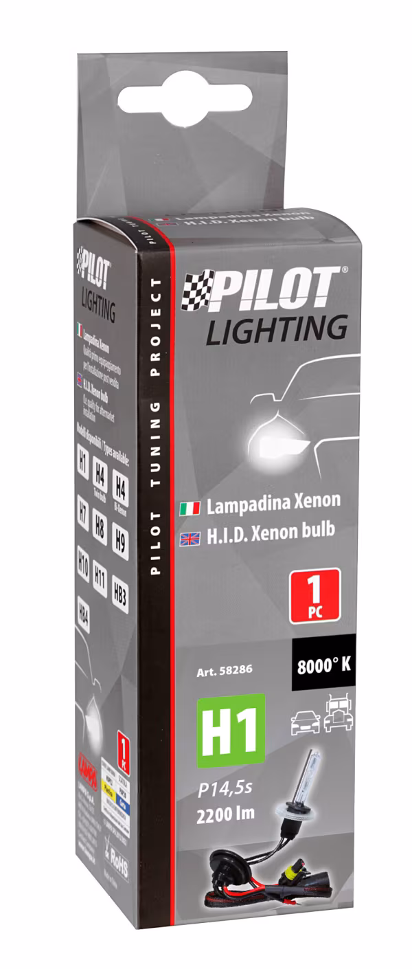 Pilot 12/24V Lampadina HID Xenon 8.000K - H1 - 1 pz  - Scatola