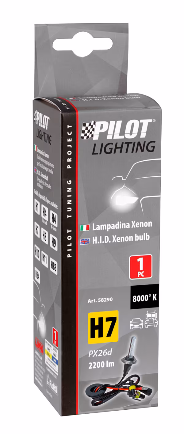 Pilot 12/24V Lampadina HID Xenon 8.000K - H7 - 1 pz  - Scatola