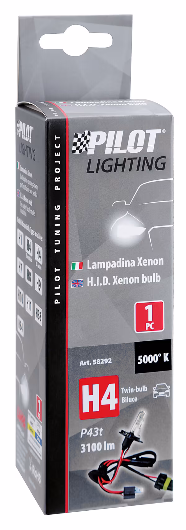 Pilot 12V Lampadina HID Xenon (Bi-Lampada)  5.000K - H4 - 1 pz  - Scatola