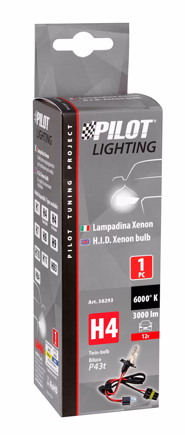 Pilot 12V Lampadina HID Xenon (Bi-Lampada)  6.000K - H4 - 1 pz  - Scatola