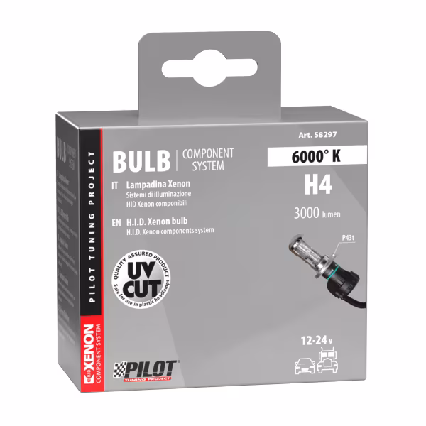 Pilot 12/24V Lampadina HID Xenon (Bi-Xenon) 6.000K - H4 - 1 pz  - Scatola