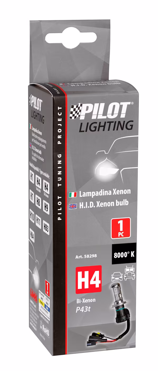Pilot 12/24V Lampadina HID Xenon (Bi-Xenon) 8.000K - H4 - 1 pz  - Scatola