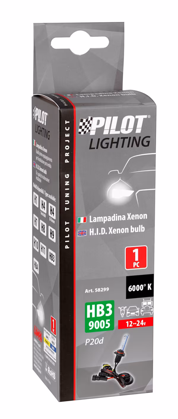 Pilot 12/24V Lampadina HID Xenon 6.000K - HB3 - 1 pz  - Scatola