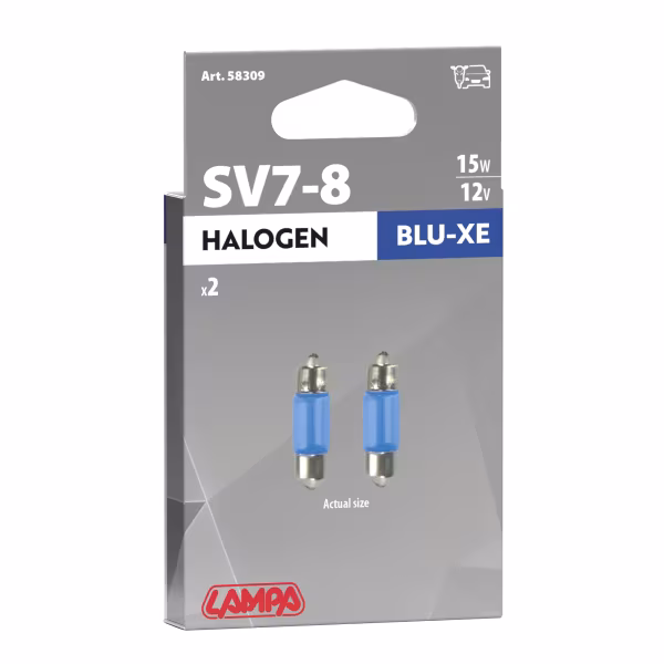 Pilot 12V Lampada siluro Blu-Xe - 8x28 mm - 15W - SV7-8 - 2 pz  - Scatola