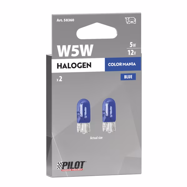 Pilot 12V Lampada con zoccolo vetro - (W5W) - 5W - W2,1x9,5d - 2 pz  - Scatola