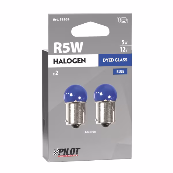 Pilot 12V Blue Dyed Glass, Lampada sferica - (R5W) - 5W - BA15s - 2 pz  - Scatola
