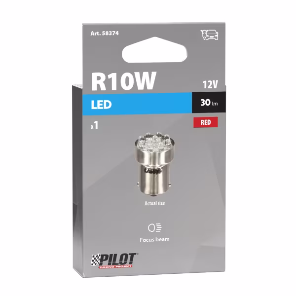 Pilot 12V Lampada Multi-Led 11 Led - (R10W) - BA15s - 1 pz  - Scatola - Rosso