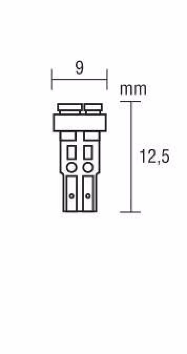 Pilot 12V Hyper-Led 3 - 3 SMD x 1 chip - (T5) - W2x4,6d - 2 pz  - Scatola - Bianco
