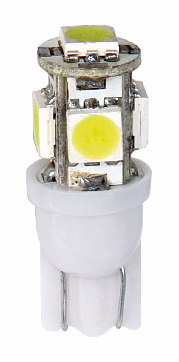 Pilot 12V Hyper-Led 15 - 5 SMD x 3 chips - (T10) - W2,1x9,5d - 2 pz  - Scatola - Bianco - Doppia polarità
