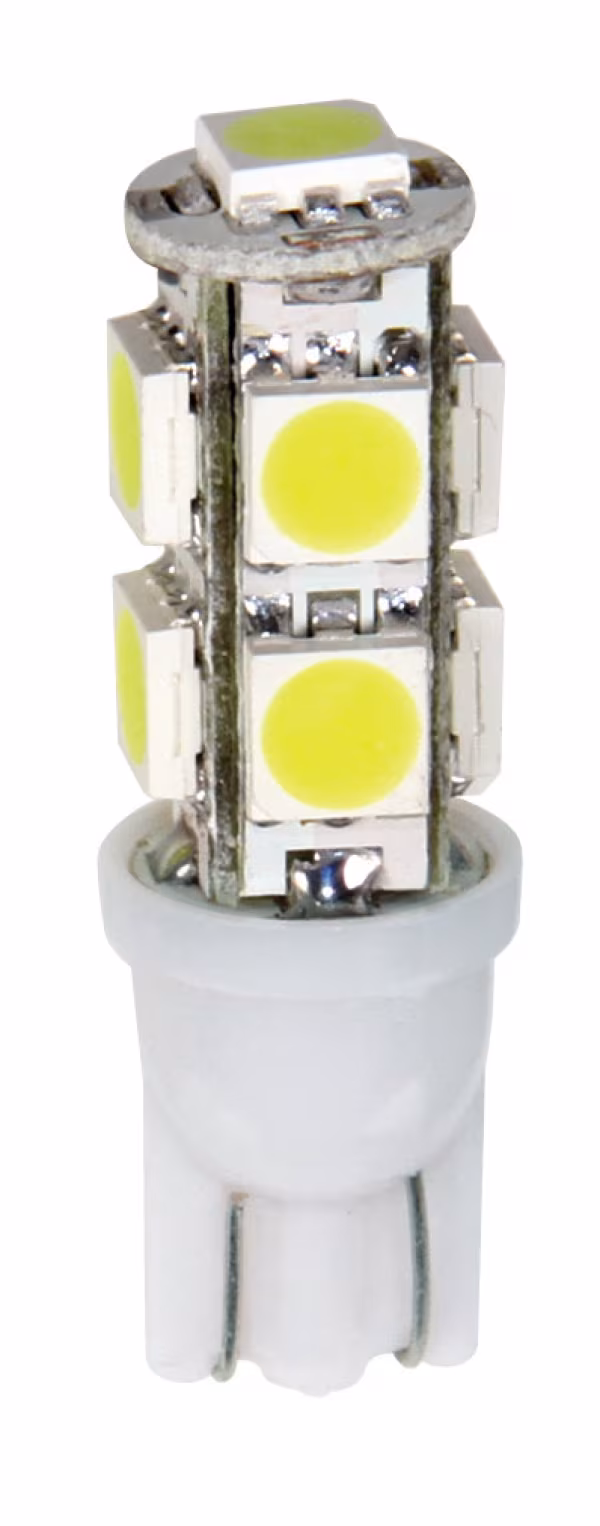 Pilot 12V Hyper-Led 27 - 9 SMD x 3 chips - (T10) - W2,1x9,5d - 2 pz  - D/Blister - Bianco - Doppia polarità