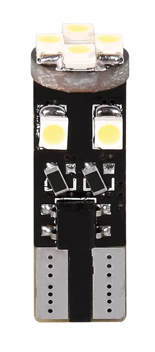 Pilot 12V Hyper-Led 24 - 8 SMD x 3 chips - (T10) - Trifocus - W2,1x9,5d - 2 pz  - Scatola - Bianco - Doppia polarità - Resistenza incorporata