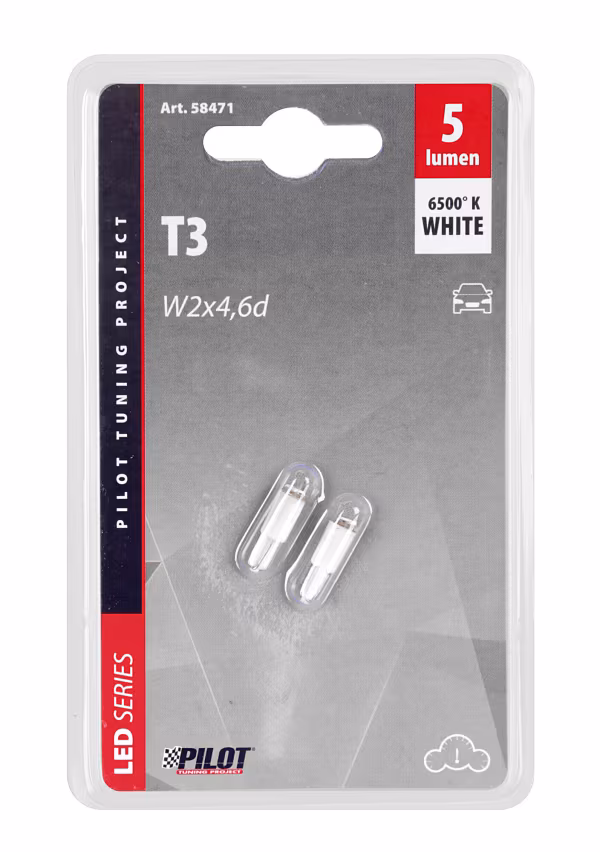Pilot 12V Hyper-Led 2 - 1 SMD x 2 chips - (T3) - W2x4,6d - 2 pz