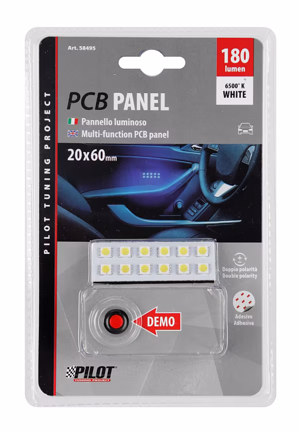 Pilot 12V Hyper-Led - Pannello 12 Led - 20x60 mm - 1 pz  - D/Blister - Bianco