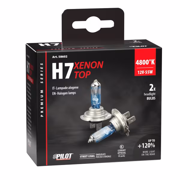 Pilot 12V Lampada alogena Xenon Top +120% luce - H7 - 55W - PX26d - 2 pz  - Scatola