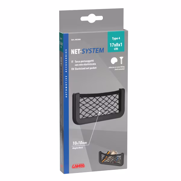Lampa Net-System-4, tasca a rete elasticizzata - 17x8 cm