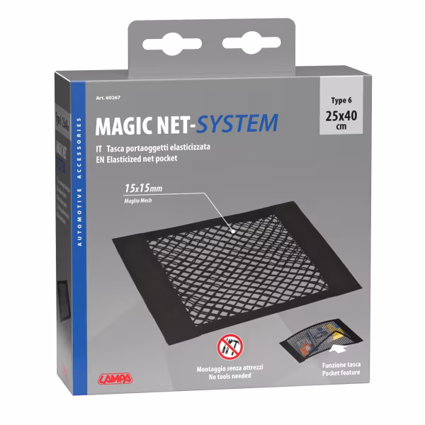 Lampa Net-System-6, tasca a rete elasticizzata - 40x25 cm