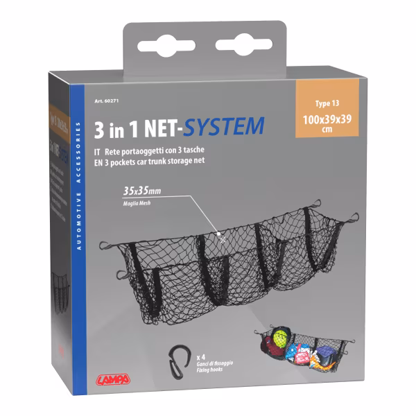 Lampa Net-System 13, rete portaoggetti con 3 tasche