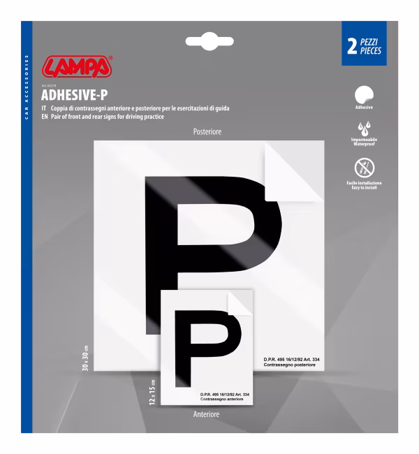 Lampa Contrassegni esercitazioni guida adesivi, anteriore e posteriore