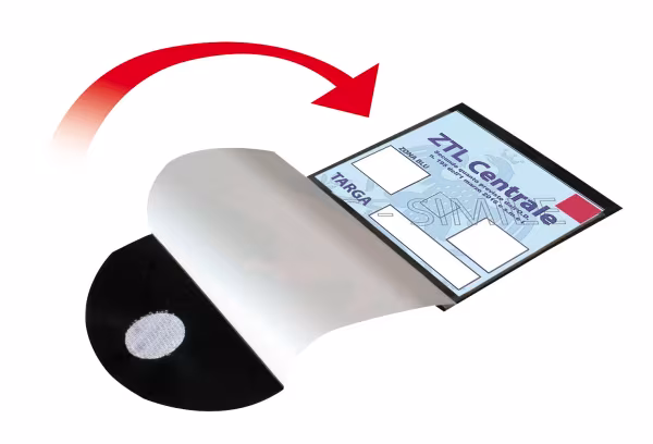 Lampa Sicuro, porta certificato adesivo