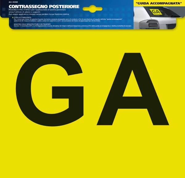 Lampa Contrassegno GA (Guida Accompagnata) - Posteriore