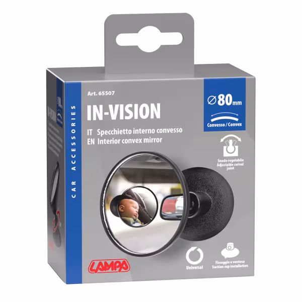 Lampa Specchietto retrovisore rotondo con ventosa - Ø 80 mm