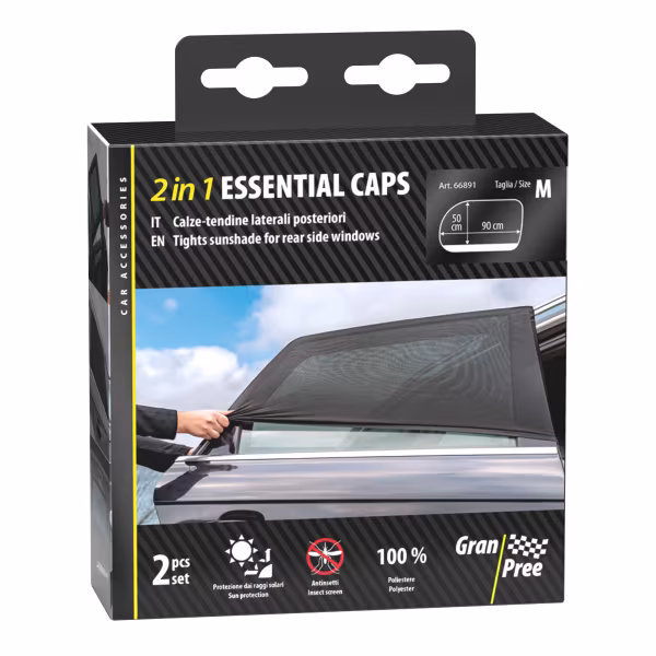 Gran Pree Essential-Caps 2 in 1, calze-tendine parasole laterali posteriori, set 2 pezzi