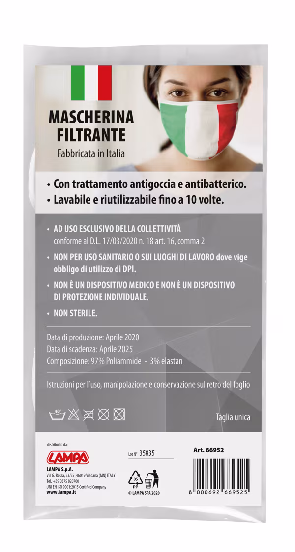 Lampa Mascherina filtrante lavabile - Italia - 100 Den