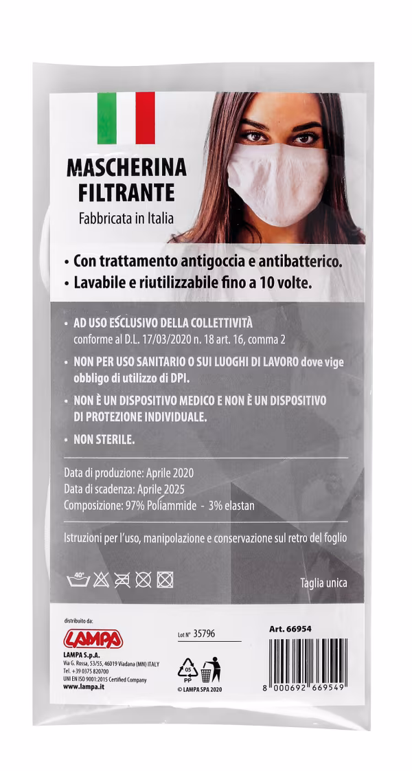 Lampa Mascherina filtrante lavabile - Bianco - 140 Den