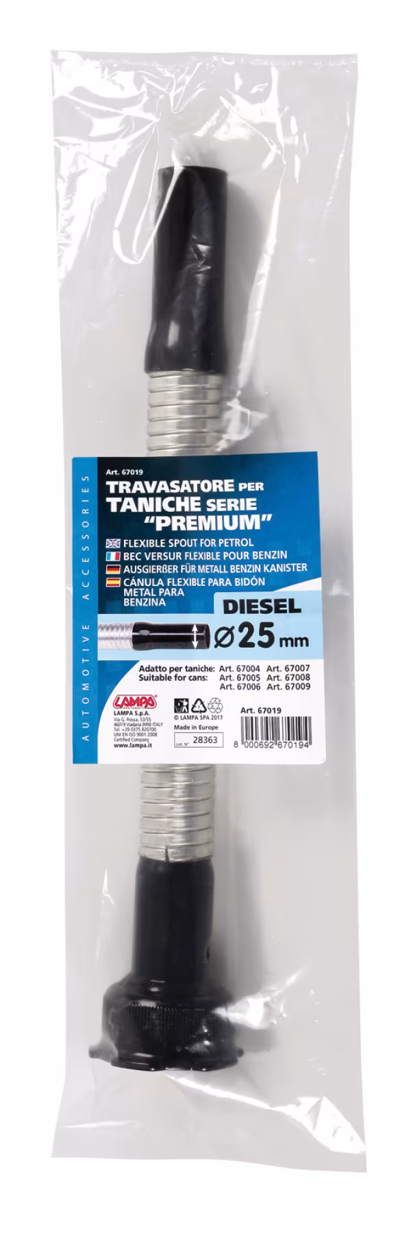 Lampa Premium, travasatore flessibile per diesel - Ø 25 mm