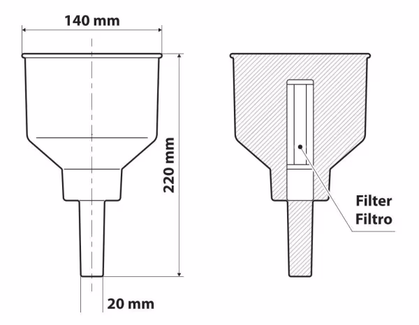 Lampa Clean-Fuel, imbuto con filtro separatore