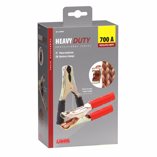 Lampa Heavy-Duty, pinze batteria - 19 cm - 700A