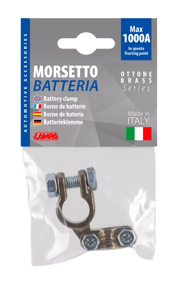 Lampa Morsetto batteria rinforzato; fissaggio cavo a piastrina - max cavo Ø 35 mm² - Polo negativo