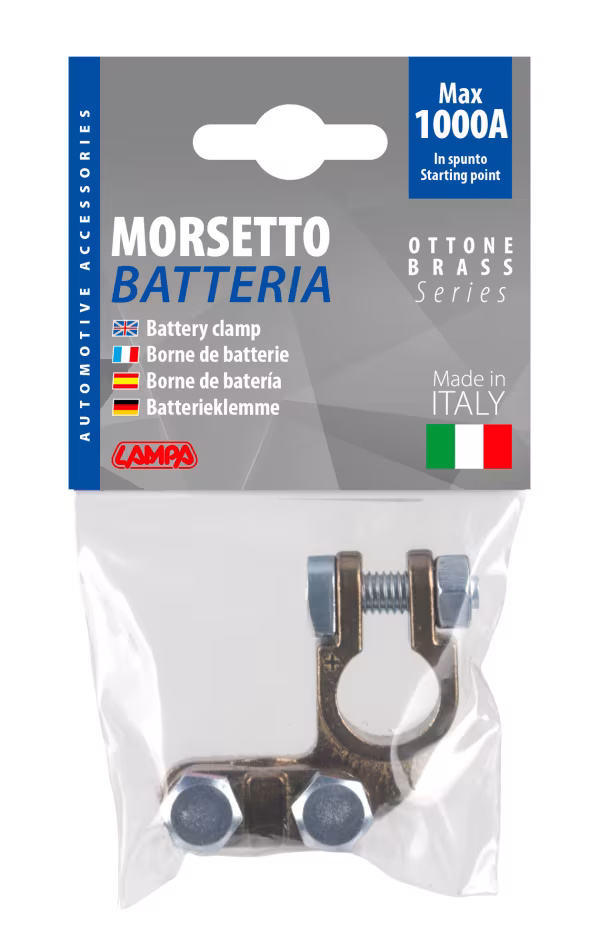 Lampa Morsetto batteria pesante; fissaggio cavo a piastrina - max cavo Ø 70 mm² - Polo positivo