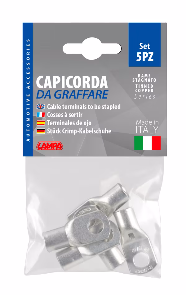 Lampa Set 5 pz capicorda da graffare in rame stagnato - sezione 35 mm² - foro 8 mm