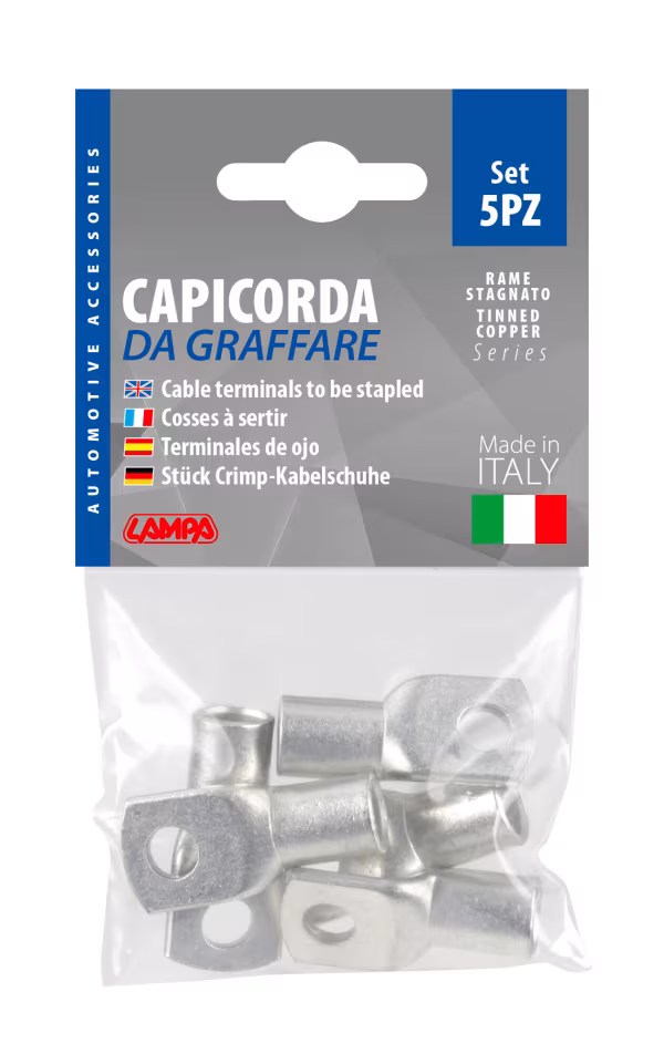 Lampa Set 5 pz capicorda da graffare in rame stagnato - sezione 50 mm² - foro 8 mm