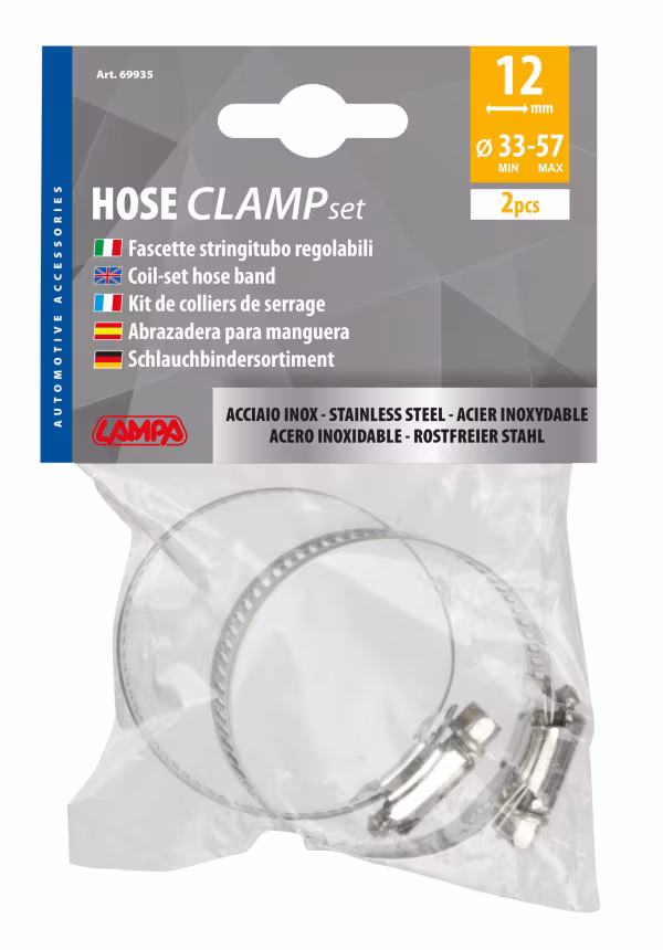 Lampa Fascette stringitubo in acciaio inox - set 2 pz - ↔ 12 mm - Ø 33-57 mm