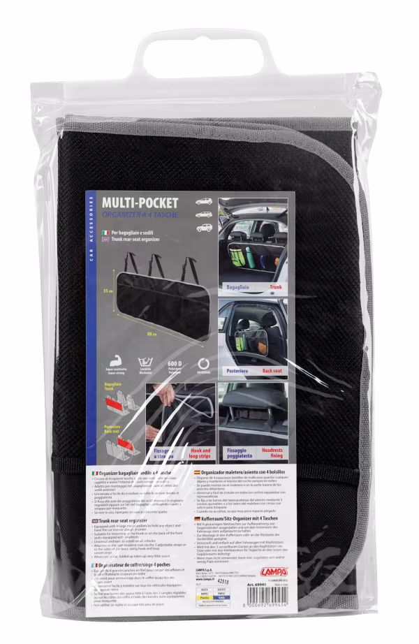 Lampa Multi-Pocket, organizer baule/sedile a 4 tasche