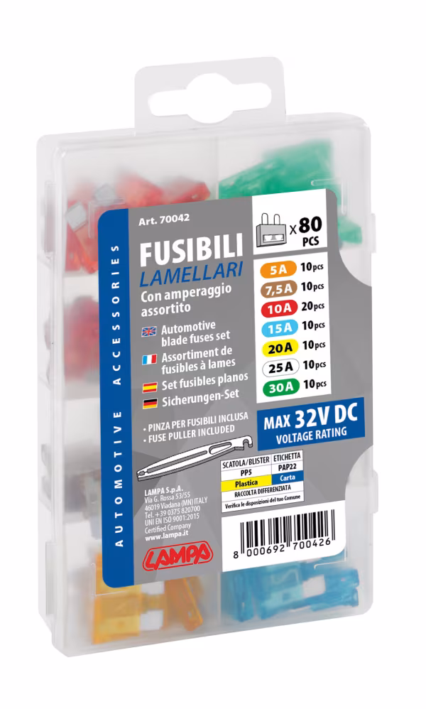 Lampa Set 80 fusibili lamellari assortiti, 12/32V