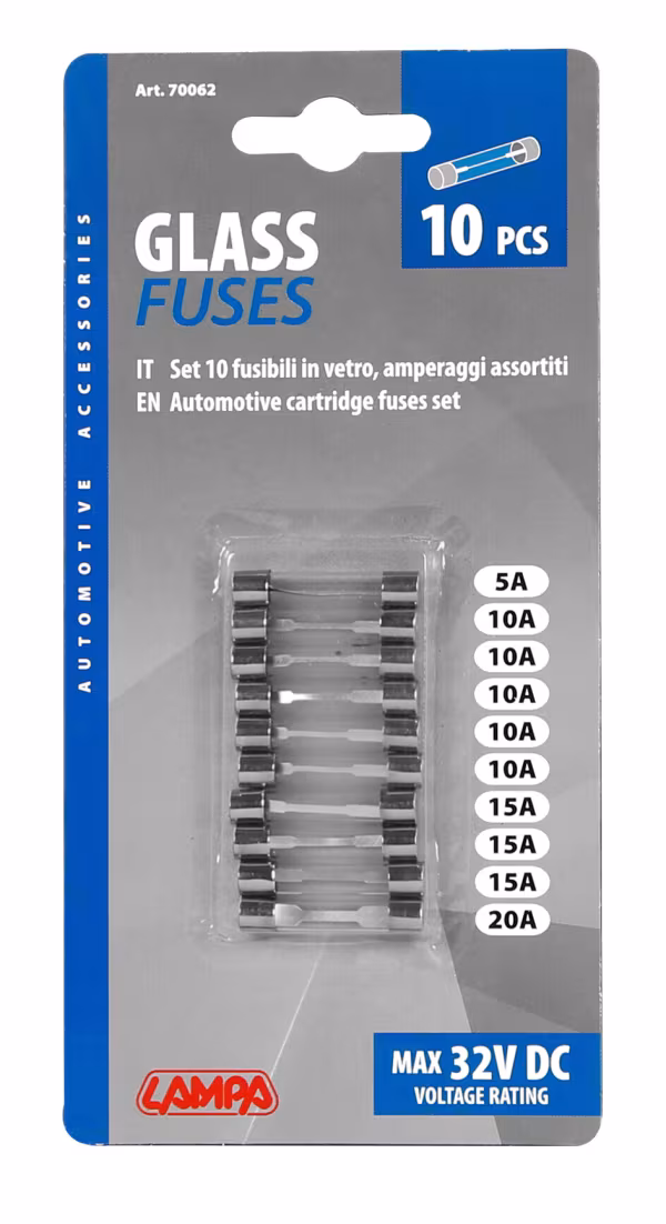 Lampa Set 10 fusibili in vetro, 12/32V