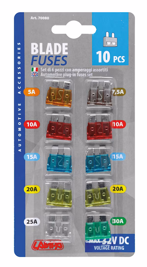 Lampa Set 10 fusibili lamellari assortiti, 12/32V