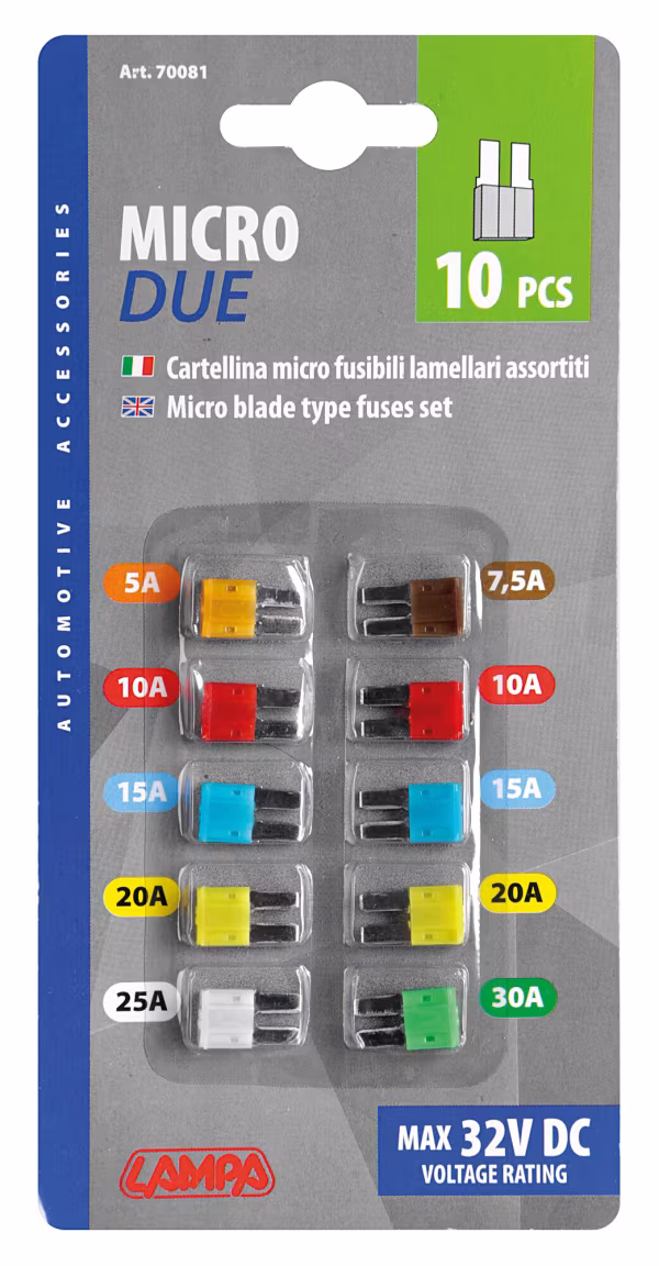Lampa Set 10 micro fusibili lamellari Micro-Due assortiti, 12/32V