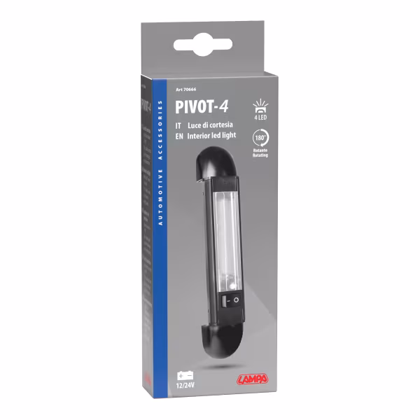 Lampa Pivot-4, luce di cortesia a 4 led, 12/24V